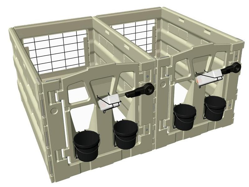 Přední stěna Calf-Tel PEN, otvory pro 2 kbelíky délka 122 cm - Kliknutím na obrázek zavřete