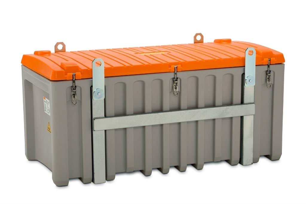 CEMbox 750 l, pro jeřáb, s bočními dvířky, šedo-oranžový - Kliknutím na obrázek zavřete