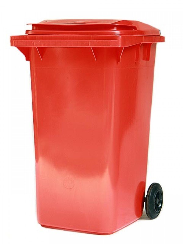 Plastová popelnice červená 240 litrů - Kliknutím na obrázek zavřete